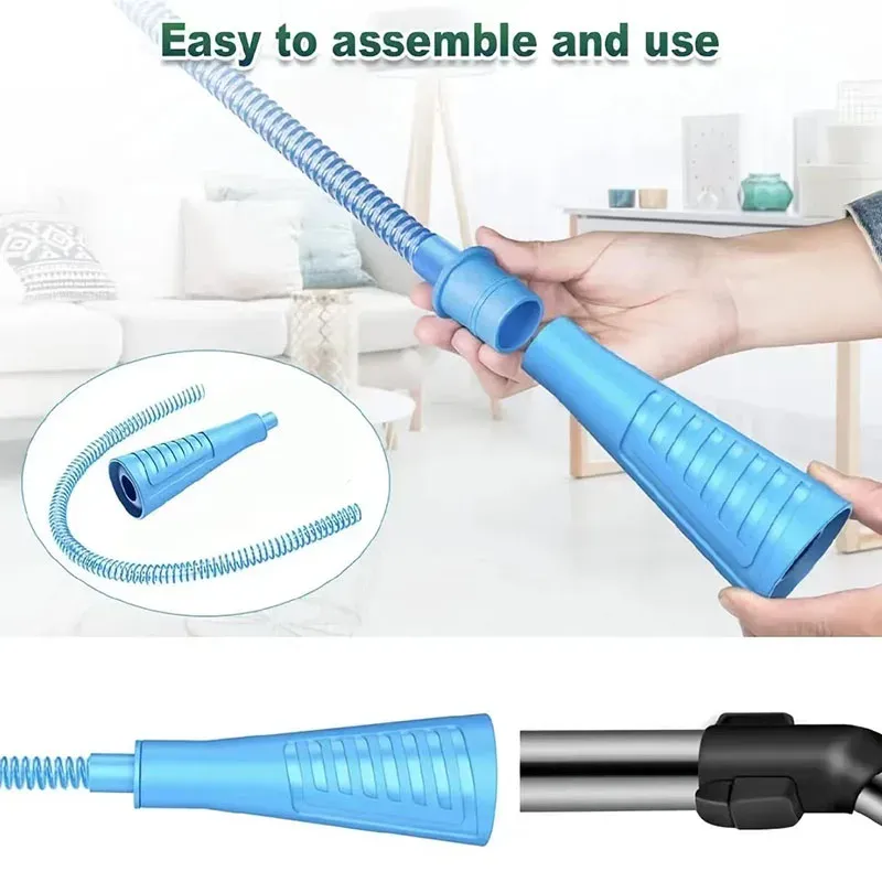 Kit de nettoyage pour conduit de sèche-linge avec embout à ventouse, dissolvant de peluches pliable et fil de guidage 4