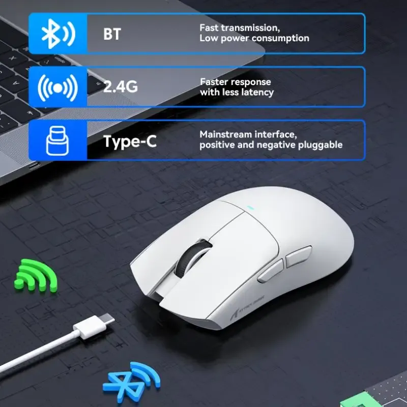 Souris de jeu sans fil Attack Shark X11, connexion tri-mode, capteur PixArt PAW3311, station de charge magnétique tactile 4