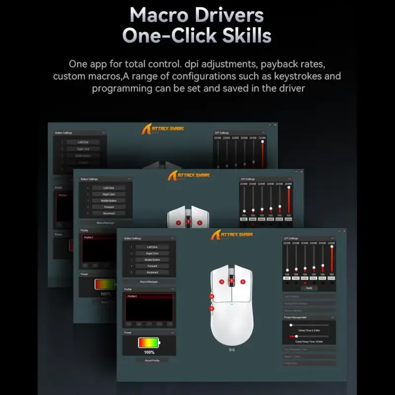 Souris de jeu sans fil Attack Shark X11, connexion tri-mode, capteur PixArt PAW3311, station de charge magnétique tactile 5