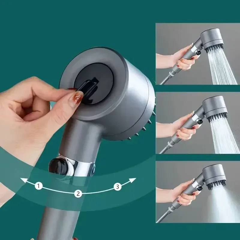 Pommeau de douche portable à trois réglages avec filtre et fonction massage du cuir chevelu 2