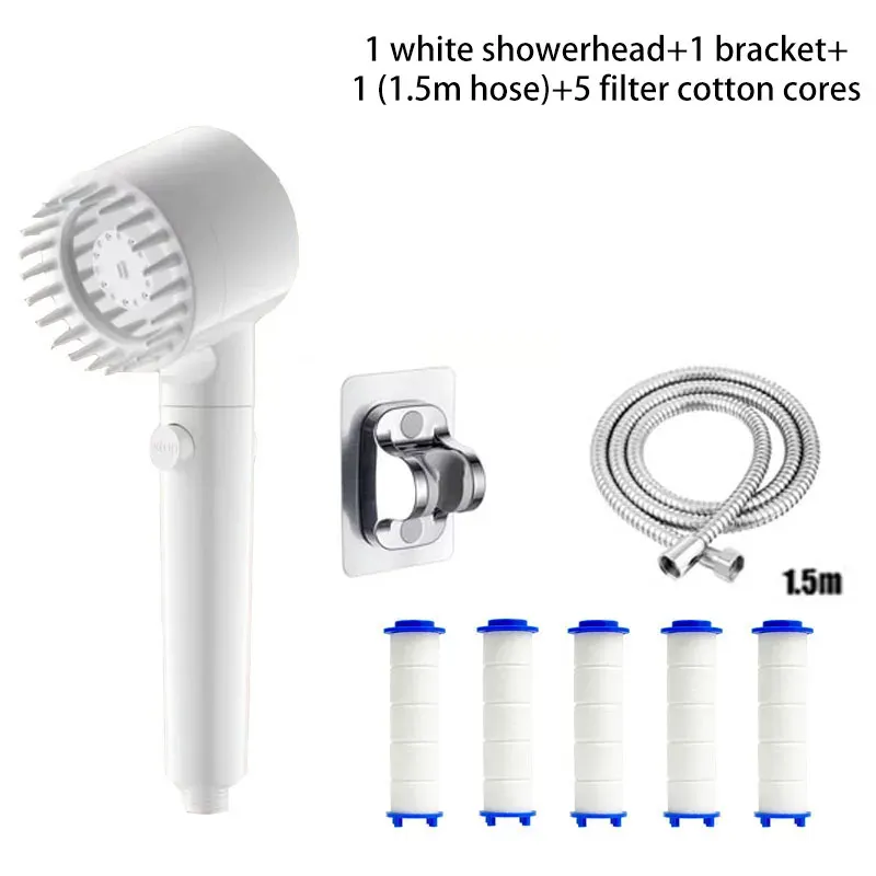 Pommeau de douche portable à trois réglages avec filtre et fonction massage du cuir chevelu 18