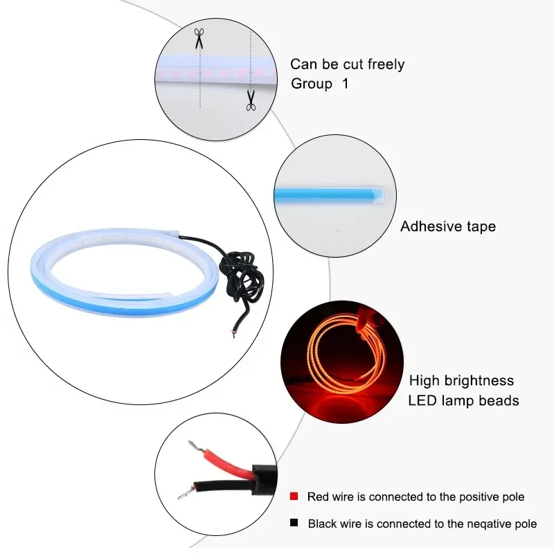 Bande LED de feux de jour pour capot de voiture à activation par balayage, éclairage décoratif 12 V, 150 cm 6