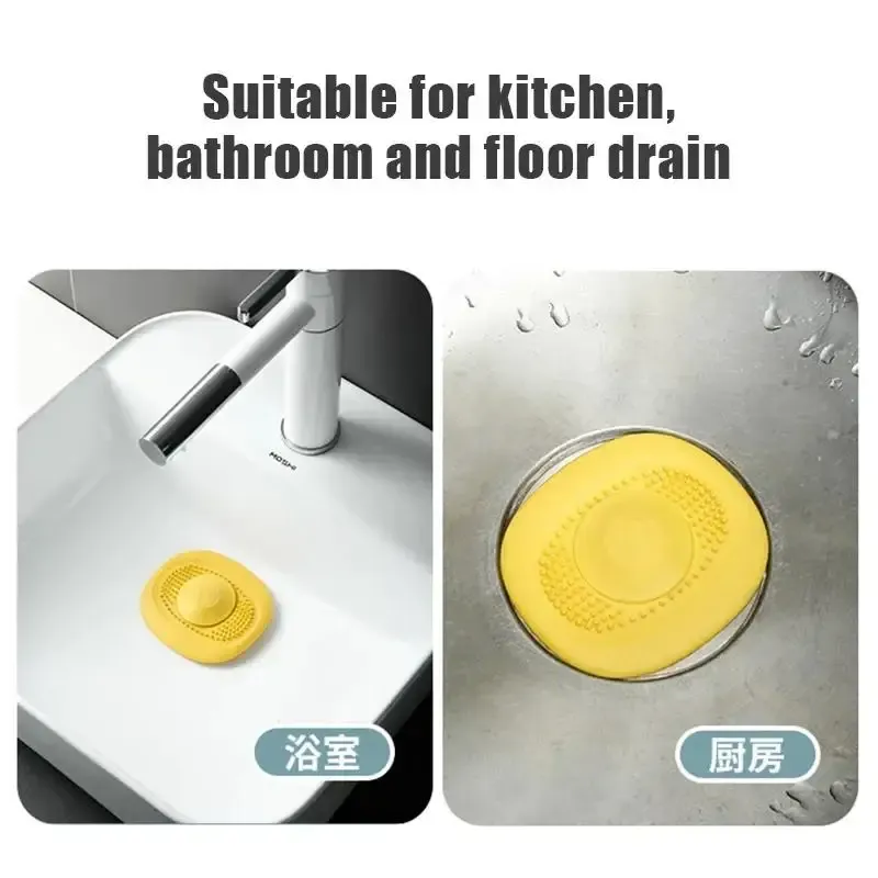 Bouchon d'évier en silicone avec crépine anti-cheveux pour cuisine et douche 3