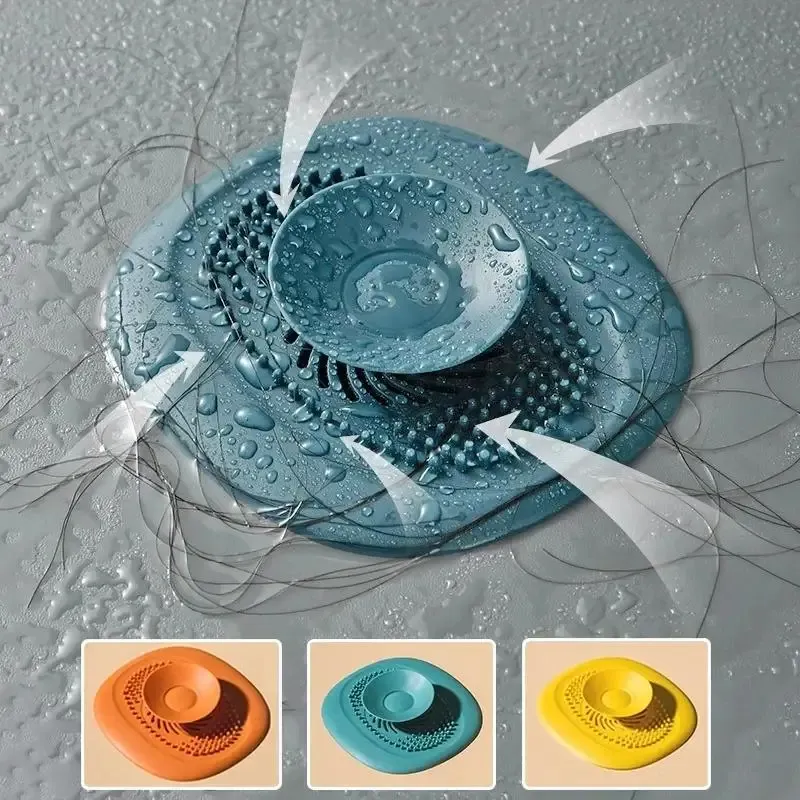 Bouchon d'évier en silicone avec crépine anti-cheveux pour cuisine et douche - Image 1