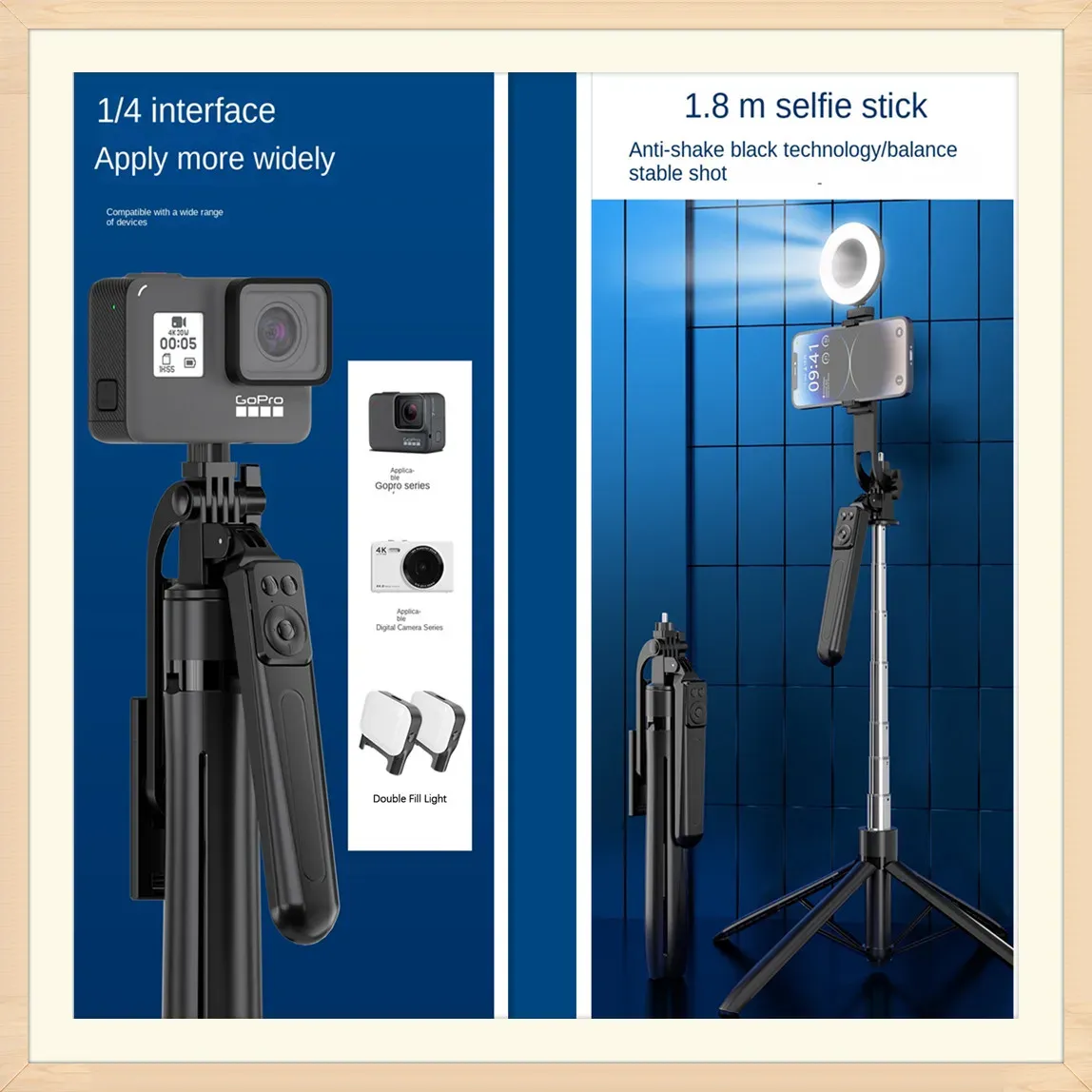 Trépied pour smartphone et appareil photo avec télécommande Bluetooth, perche selfie sans fil et support de téléphone 2