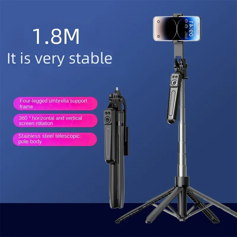 Trépied pour smartphone et appareil photo avec télécommande Bluetooth, perche selfie sans fil et support de téléphone 3