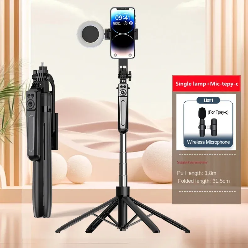 Trépied pour smartphone et appareil photo avec télécommande Bluetooth, perche selfie sans fil et support de téléphone 7