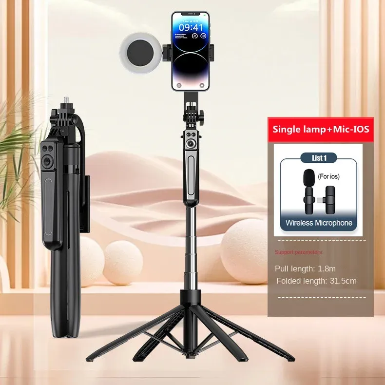 Trépied pour smartphone et appareil photo avec télécommande Bluetooth, perche selfie sans fil et support de téléphone 8