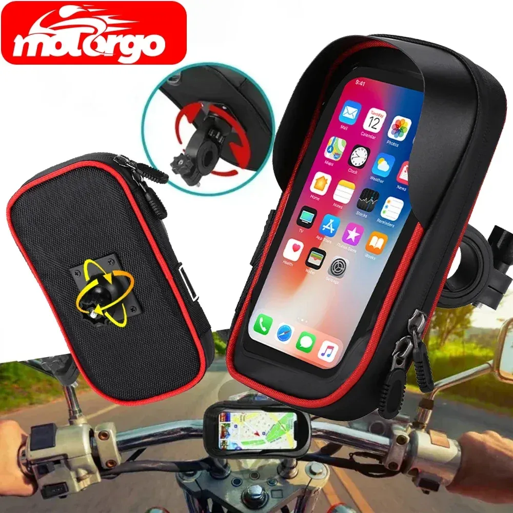 Support de téléphone étanche à rotation 360° pour vélo et moto, fixation universelle sur cadre avant, compatible avec tous les smartphones - Image 1