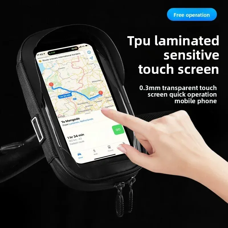 Support de téléphone étanche à rotation 360° pour vélo et moto, fixation universelle sur cadre avant, compatible avec tous les smartphones 2