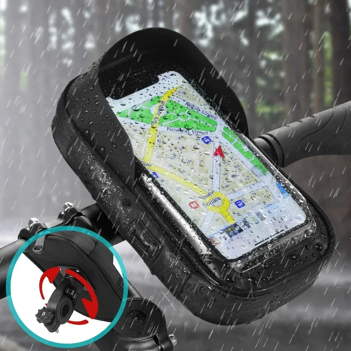 Support de téléphone étanche monté sur le cadre avant d'un vélo