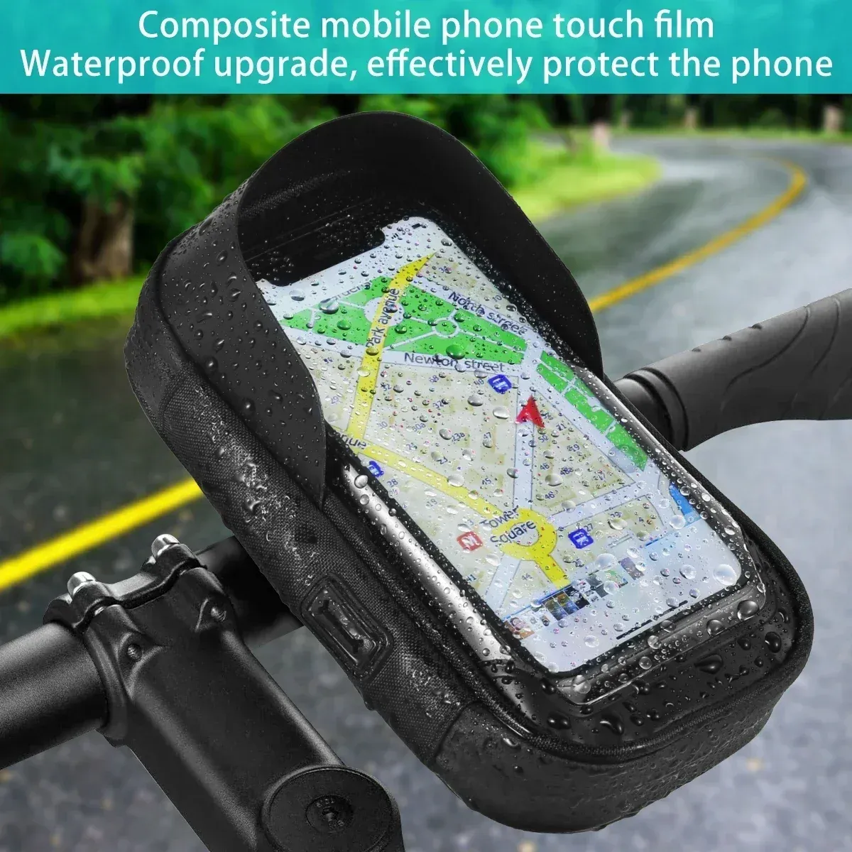 Smartphone maintenu en place sur un support de vélo