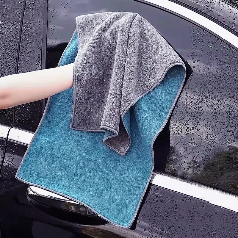 Serviette de séchage en microfibre double couche, épaisse et douce, pour carrosserie