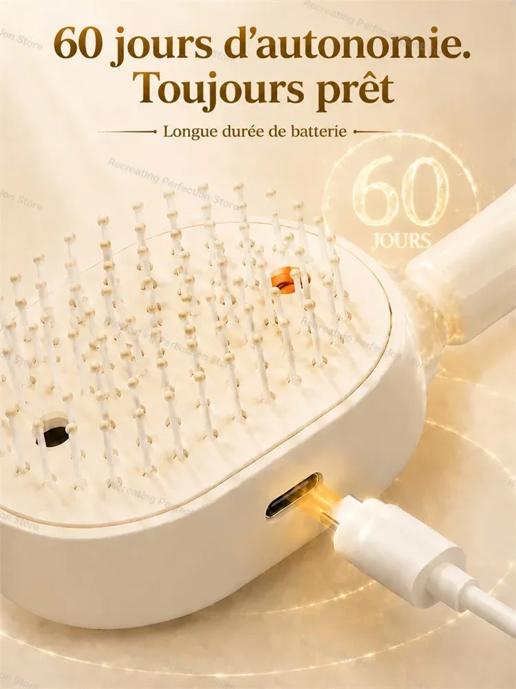 Brosse électrique anti-frisottis en gros plan