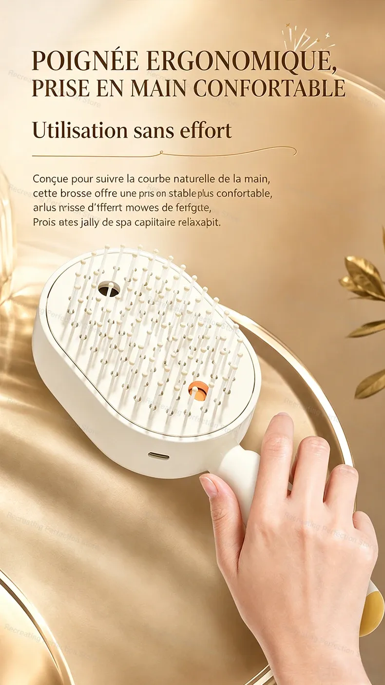 Brosse électrique pour cheveux secs et humides
