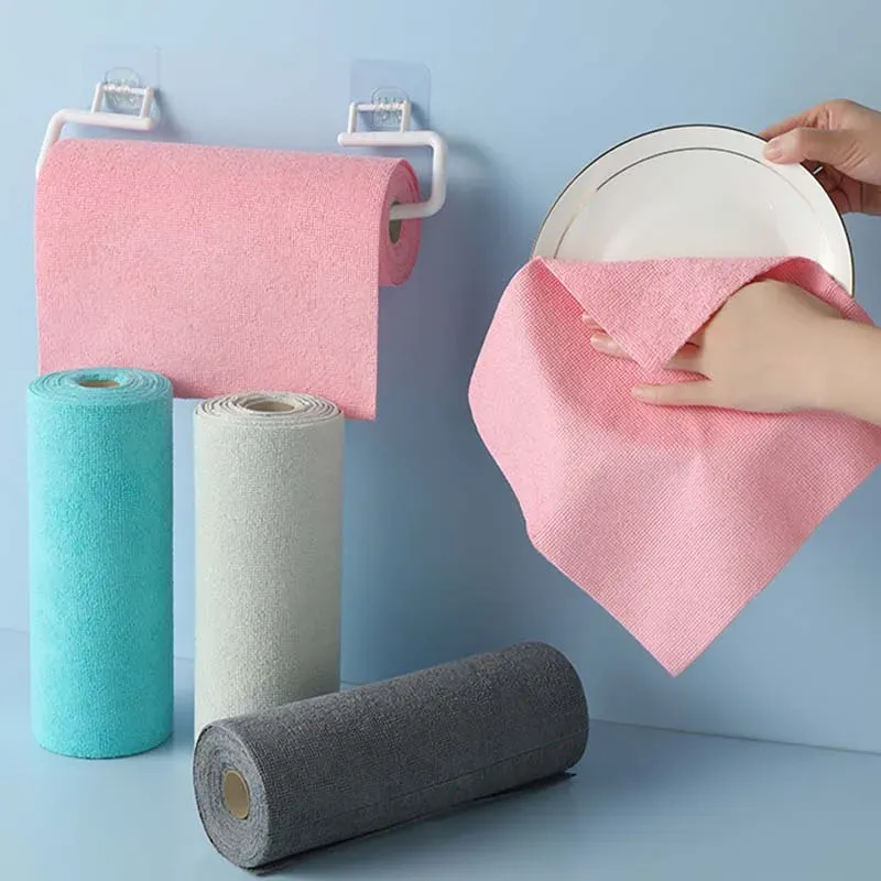 Rouleau de chiffons en microfibre détachables, torchons de cuisine réutilisables anti-graisse à séchage rapide
