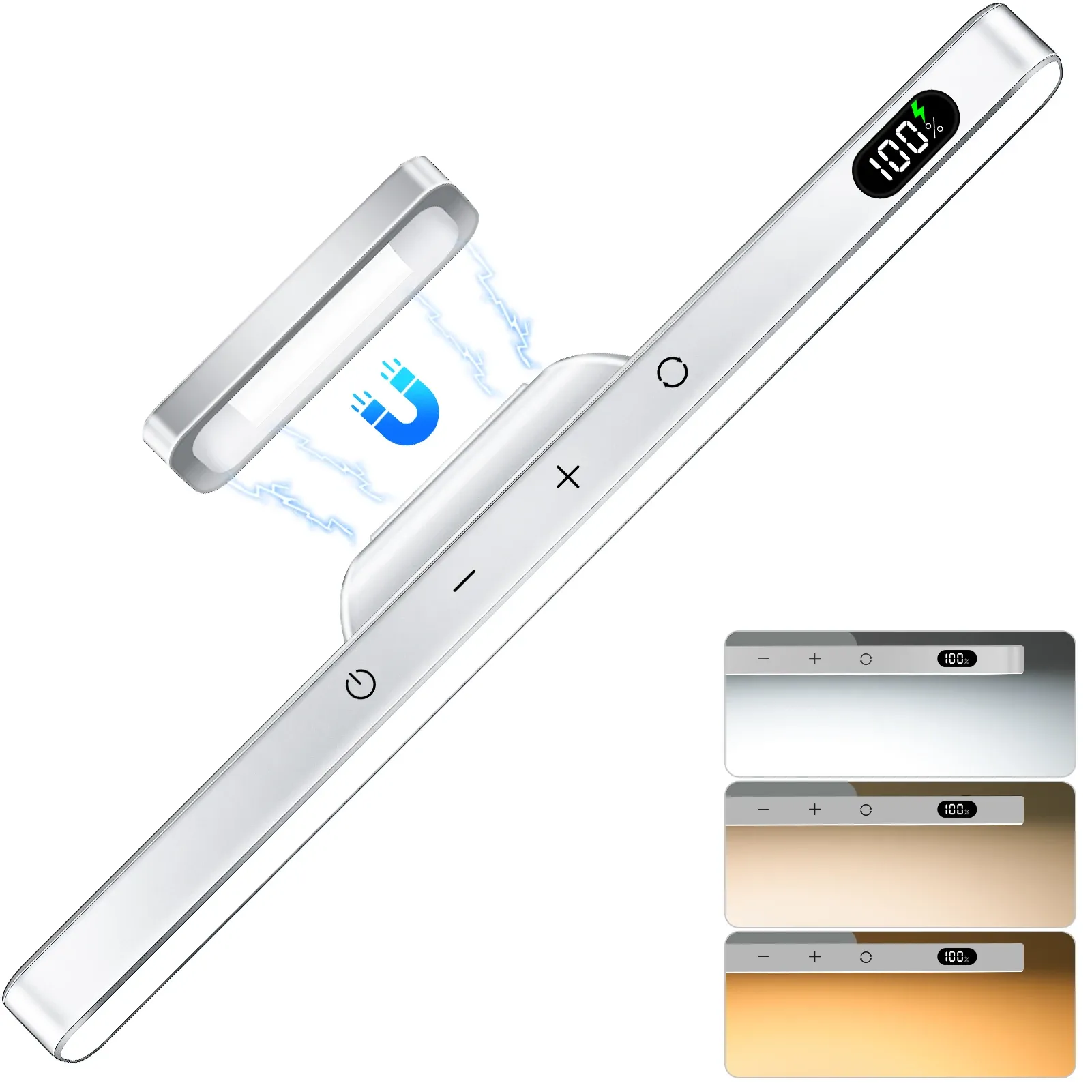 Veilleuse rechargeable à intensité variable 5 W, 3 couleurs, 2500 mAh, lampe de maquillage réglable pour placard, chevet et bureau, à installer sous armoire 7