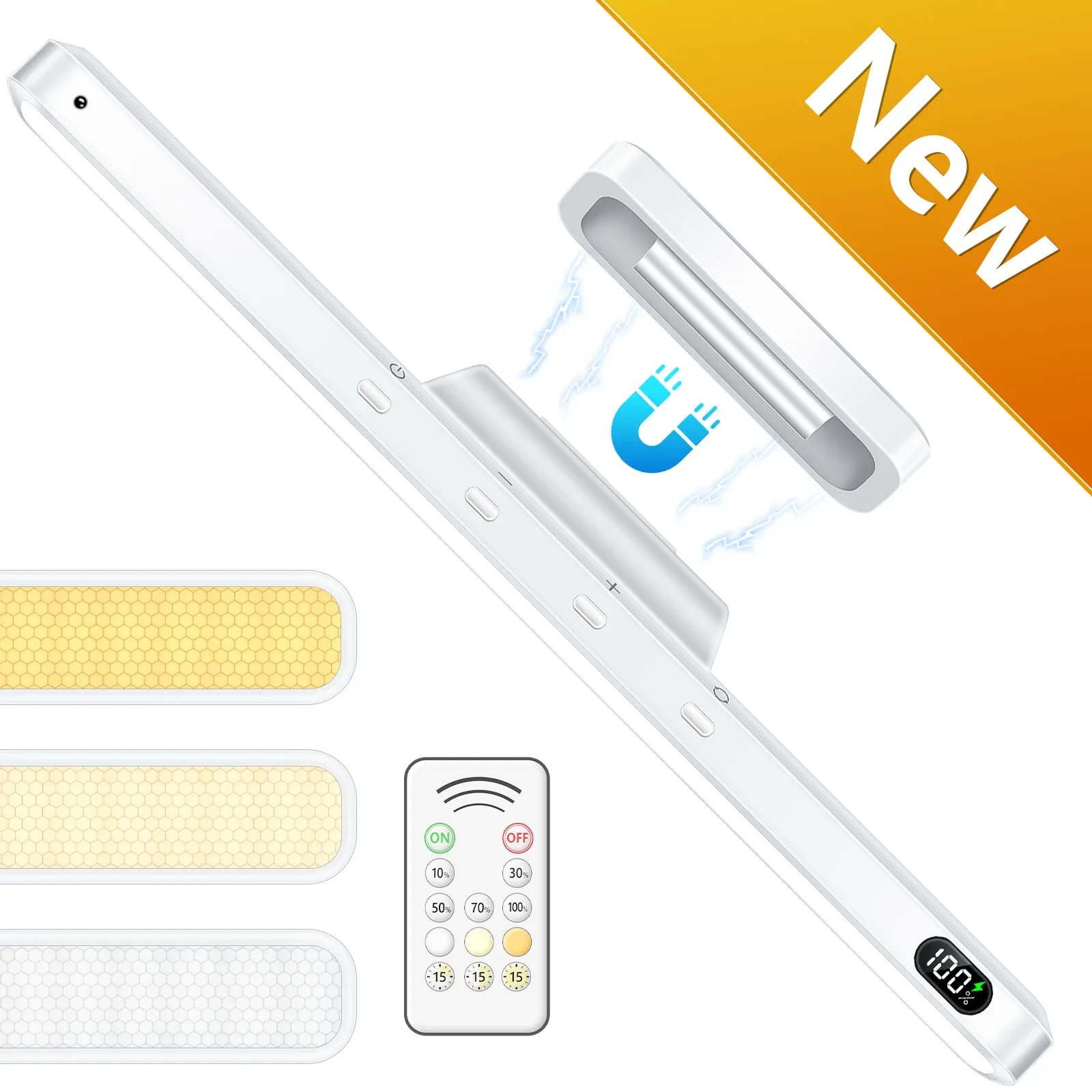 Veilleuse rechargeable à intensité variable 5 W, 3 couleurs, 2500 mAh, lampe de maquillage réglable pour placard, chevet et bureau, à installer sous armoire 12
