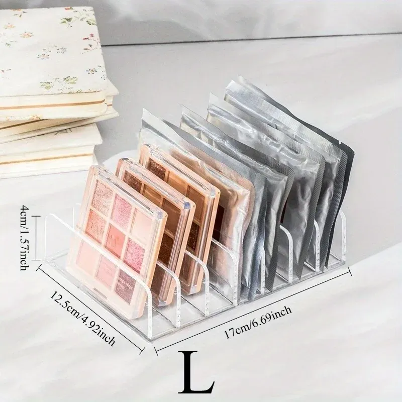 Organisateur acrylique pour palette de fards à paupières avec séparateurs, boîte de rangement à tiroir pour blush et poudre, étui anti-poussière pour coiffeuse et bureau 8