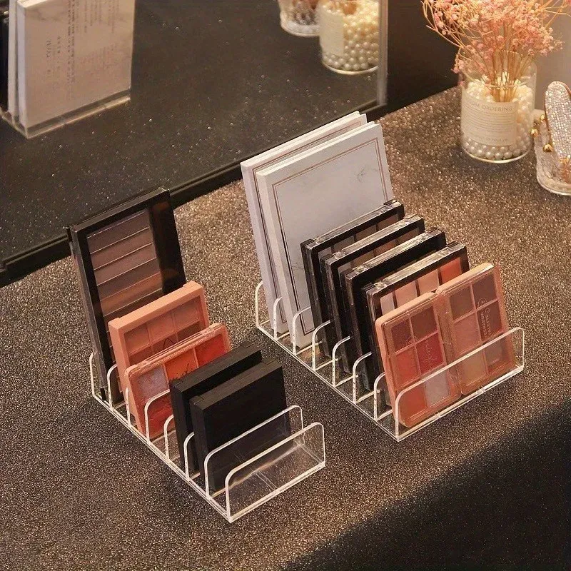 Organisateur acrylique pour palette de fards à paupières avec séparateurs, boîte de rangement à tiroir pour blush et poudre, étui anti-poussière pour coiffeuse et bureau 9