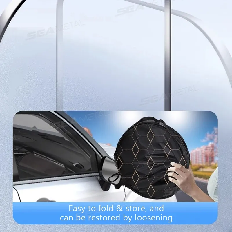 SEAMETAL Pare-soleil de pare-brise pliable 5 couches pour voiture, protection solaire universelle pour berline, SUV et MPV 4