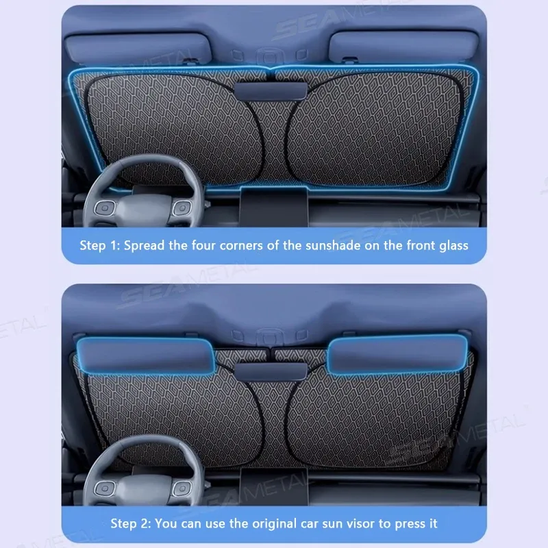 SEAMETAL Pare-soleil de pare-brise pliable 5 couches pour voiture, protection solaire universelle pour berline, SUV et MPV 5