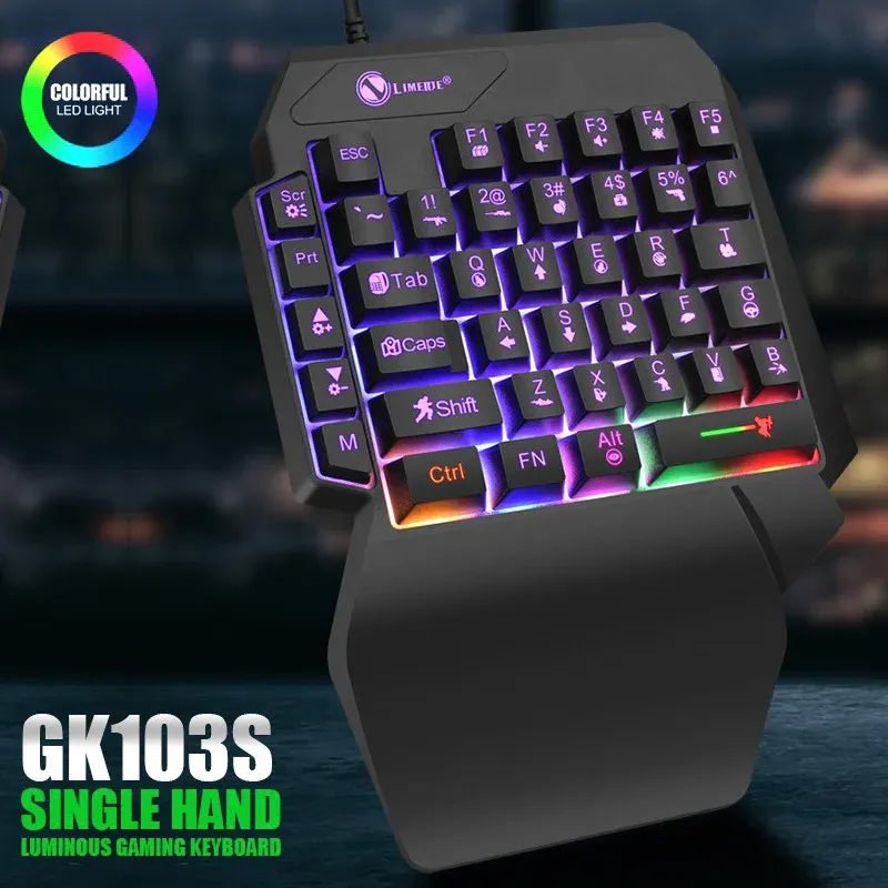 Clavier de jeu USB filaire ultra-fin à une main, mini clavier 35 touches avec rétroéclairage, pour ordinateur portable, ordinateur de bureau et smartphone