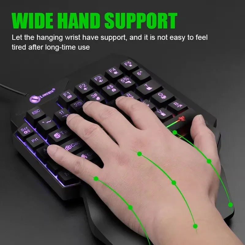 Clavier de jeu USB filaire ultra-fin à une main, mini clavier 35 touches avec rétroéclairage, pour ordinateur portable, ordinateur de bureau et smartphone 3