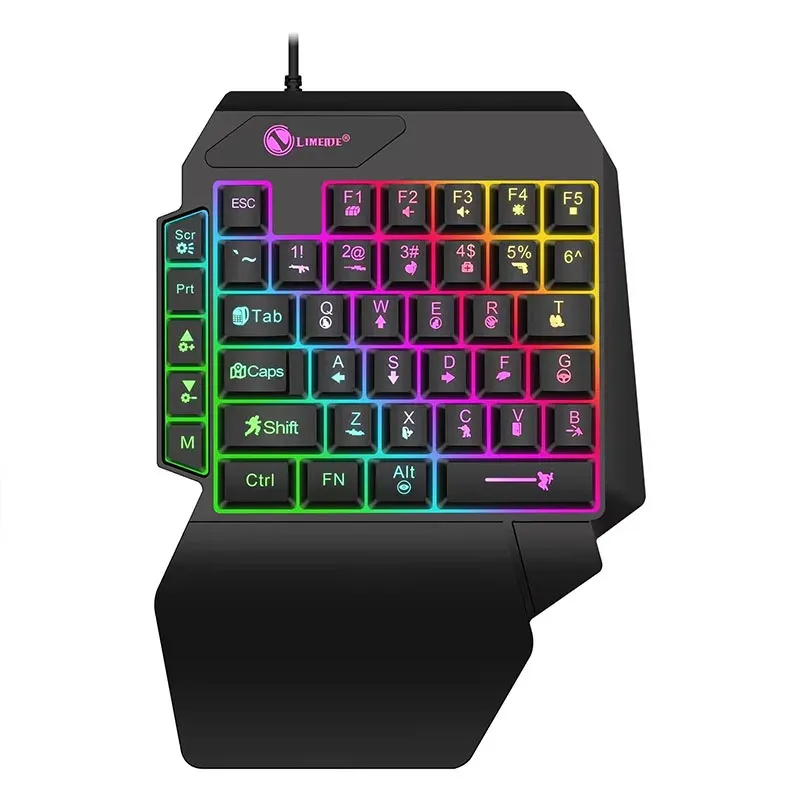Clavier de jeu USB filaire ultra-fin à une main, mini clavier 35 touches avec rétroéclairage, pour ordinateur portable, ordinateur de bureau et smartphone 7