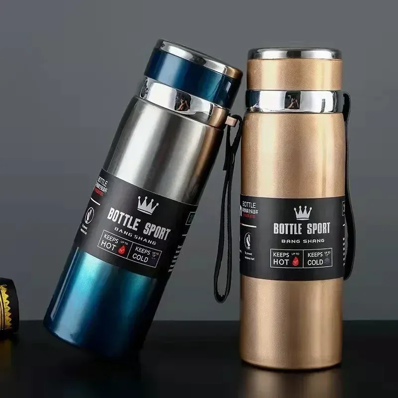 Bouteille thermique 1 L en acier inoxydable, isotherme sous vide, garde au frais ou au chaud pour l'eau, le thé et le café 3
