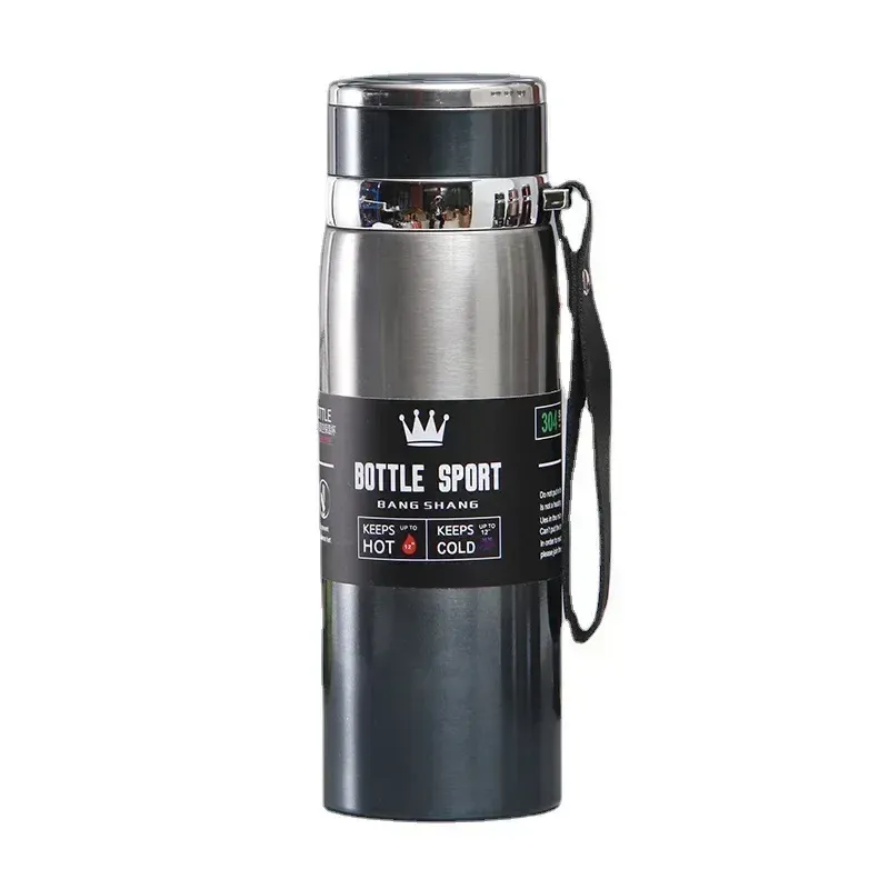 Bouteille thermique 1 L en acier inoxydable, isotherme sous vide, garde au frais ou au chaud pour l'eau, le thé et le café 6
