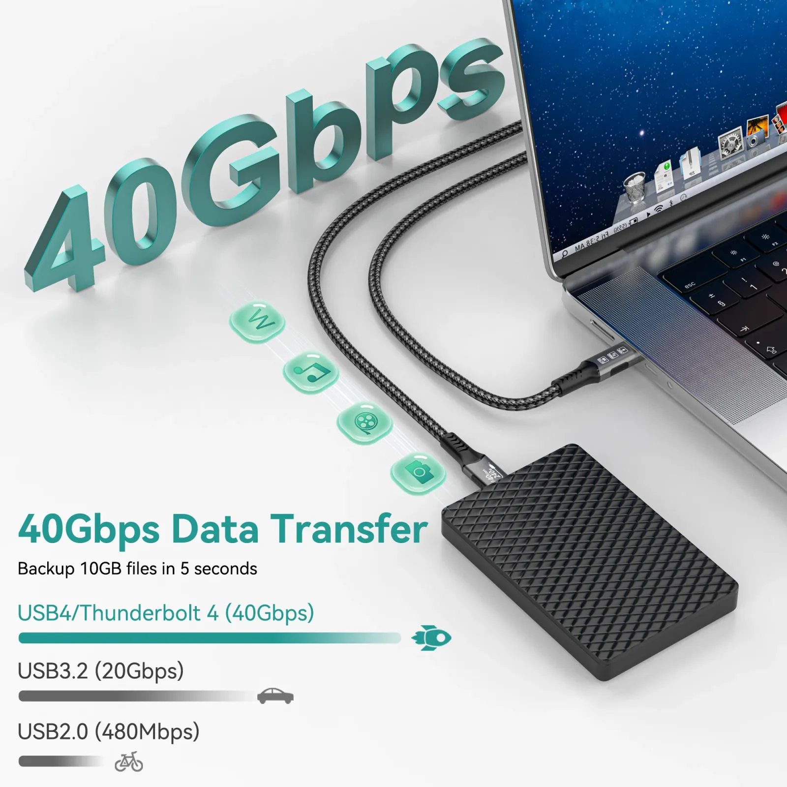 Connexion d'un écran externe via câble USB-C Thunderbolt 4