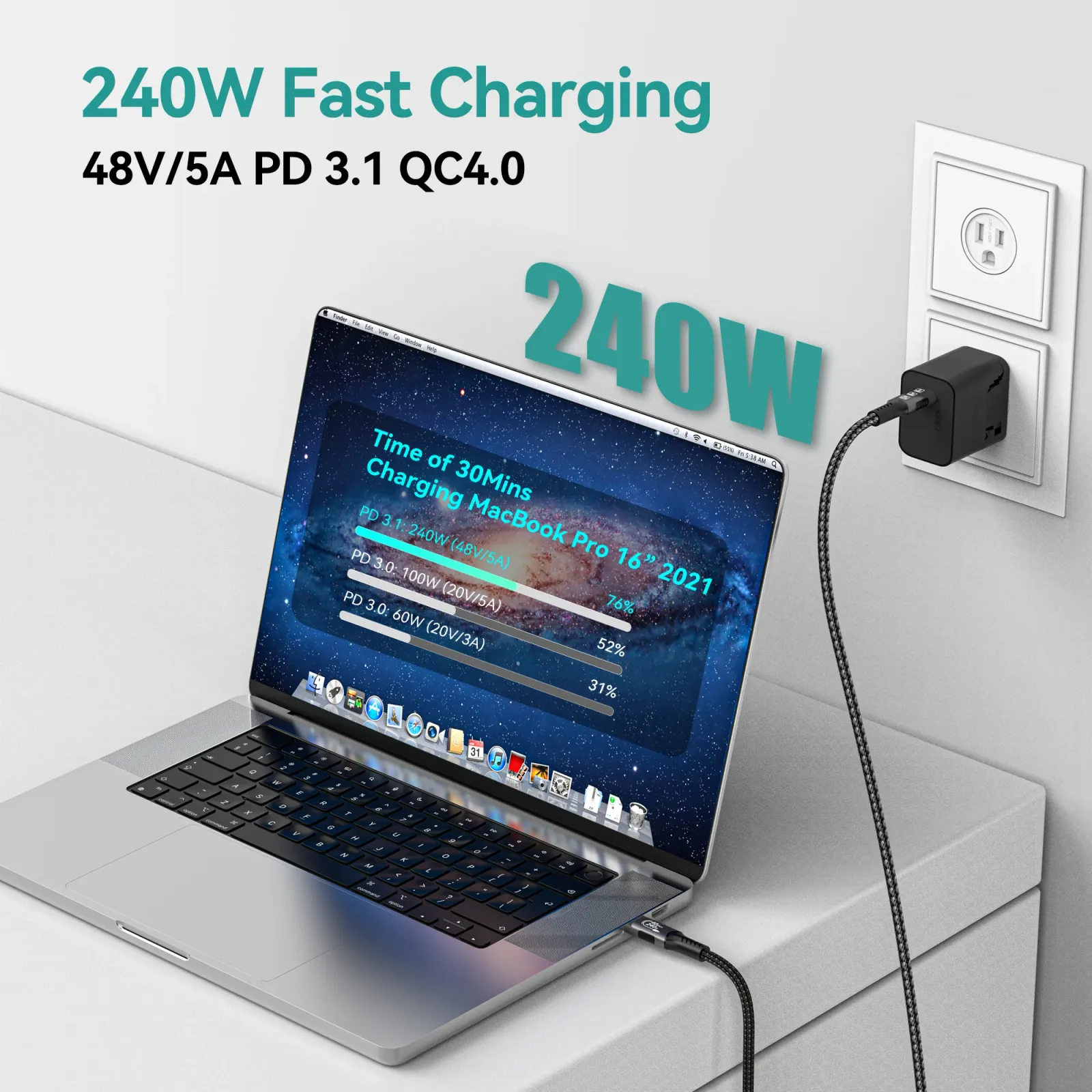Câble de transfert de données Thunderbolt 4 pour station de travail
