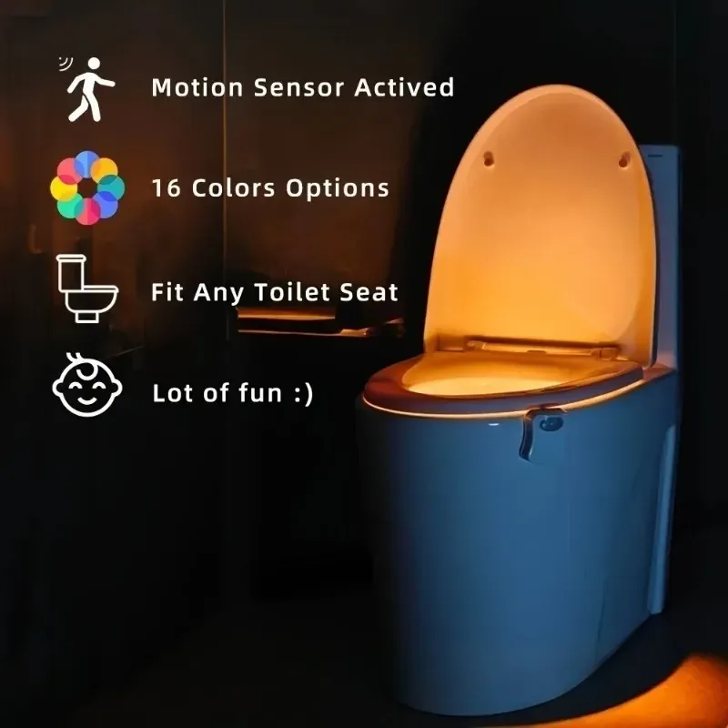 Veilleuse pour siège de toilette à détection de mouvement, 16 couleurs 3