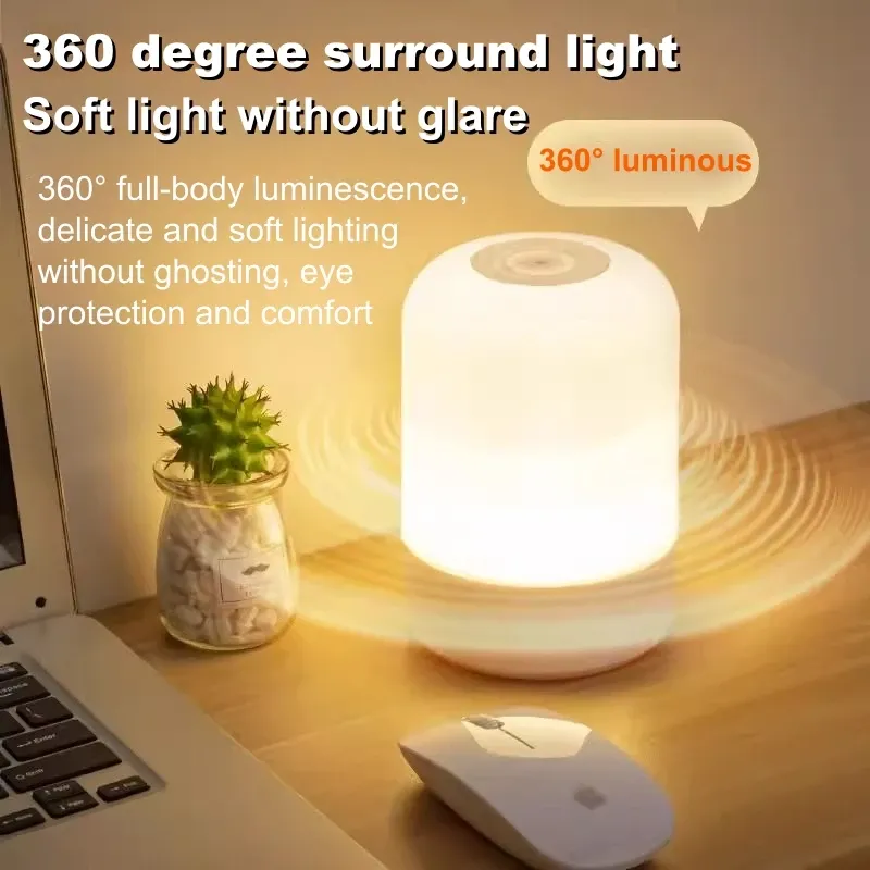 Lampes de chevet LED tactiles à intensité variable, alimentées par USB, 3 couleurs, lampes de bureau et de lecture 4