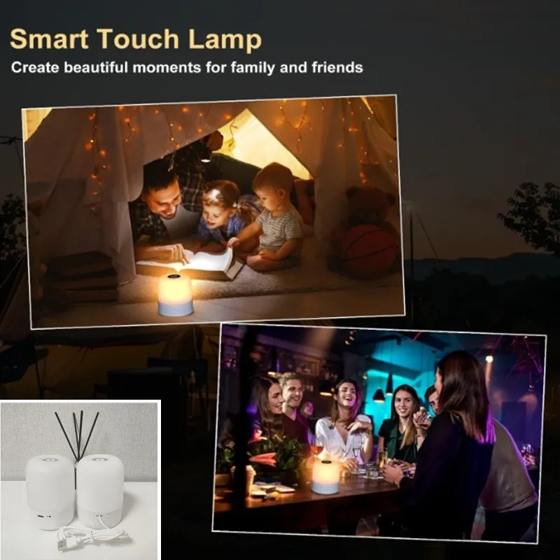 Lampes de chevet LED tactiles à intensité variable, alimentées par USB, 3 couleurs, lampes de bureau et de lecture 5