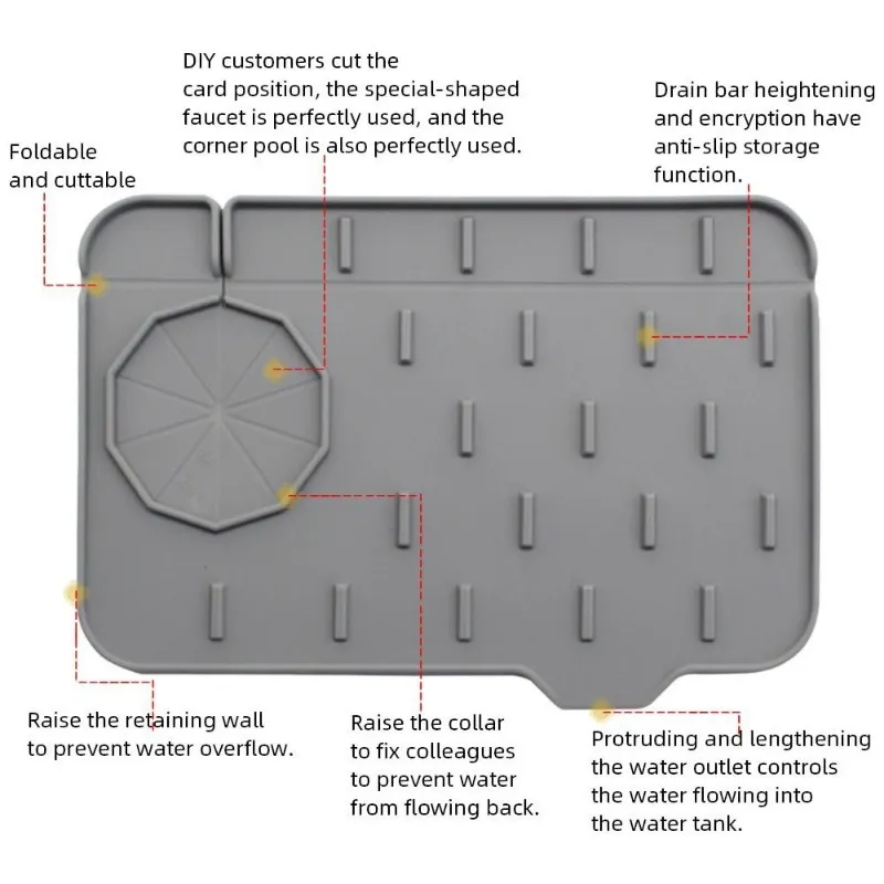 Détail du tapis de robinet en silicone