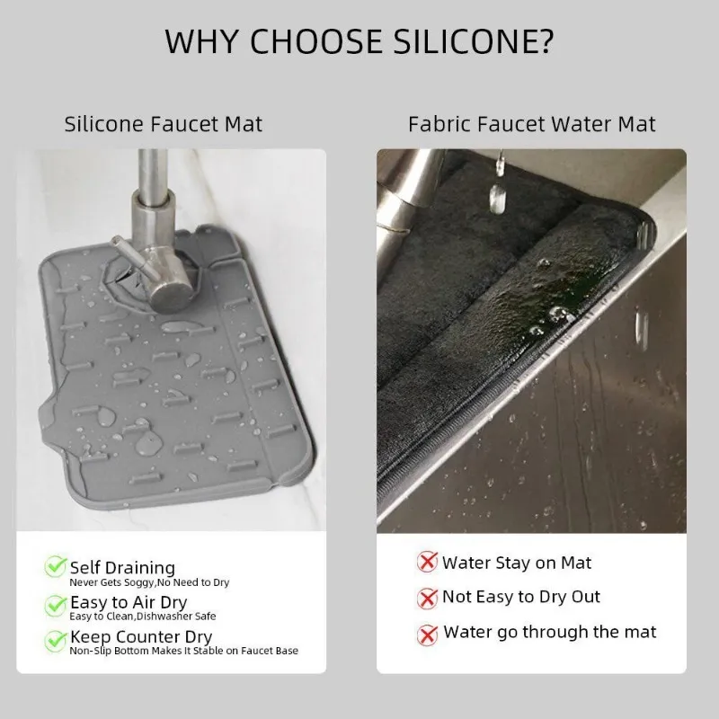 Tapis de robinet en silicone, finition