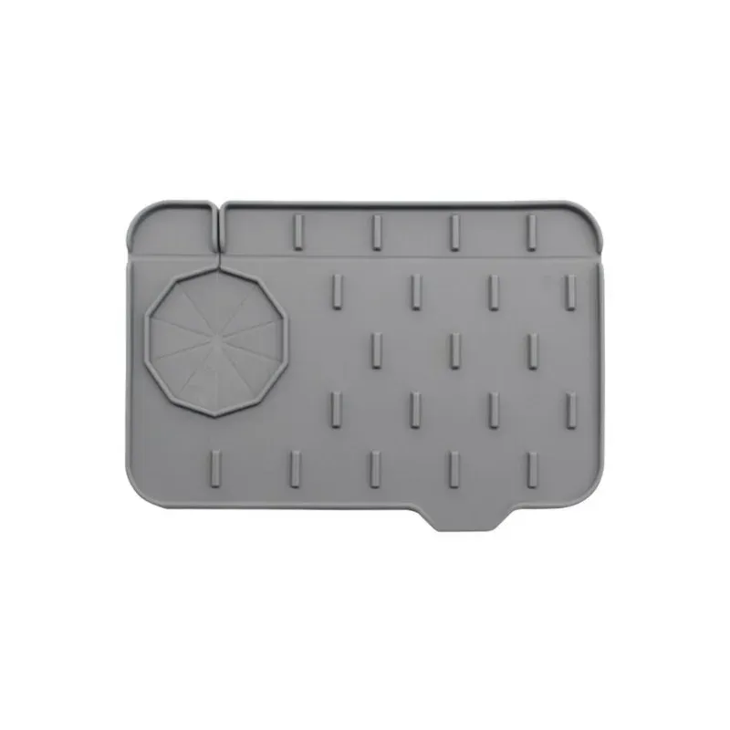 Tapis de robinet en silicone avec poignée, plateau collecteur d'égouttement, utilisation double face, tampon de vidange d'eau, protection contre les éclaboussures d'évier, accessoires de cuisine 8