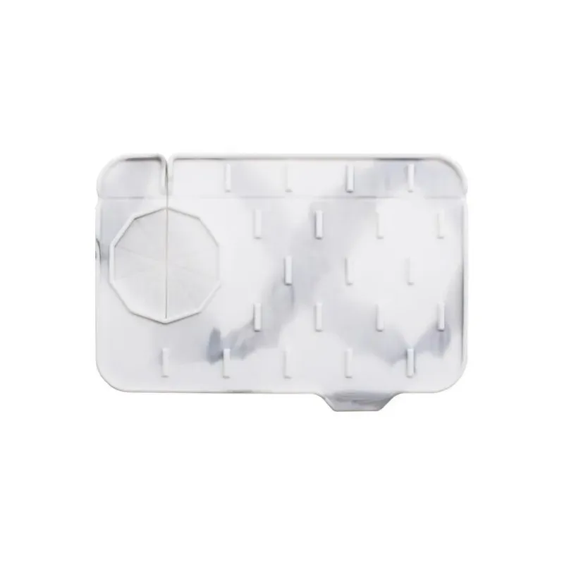 Tapis de robinet en silicone avec poignée, plateau collecteur d'égouttement, utilisation double face, tampon de vidange d'eau, protection contre les éclaboussures d'évier, accessoires de cuisine 7