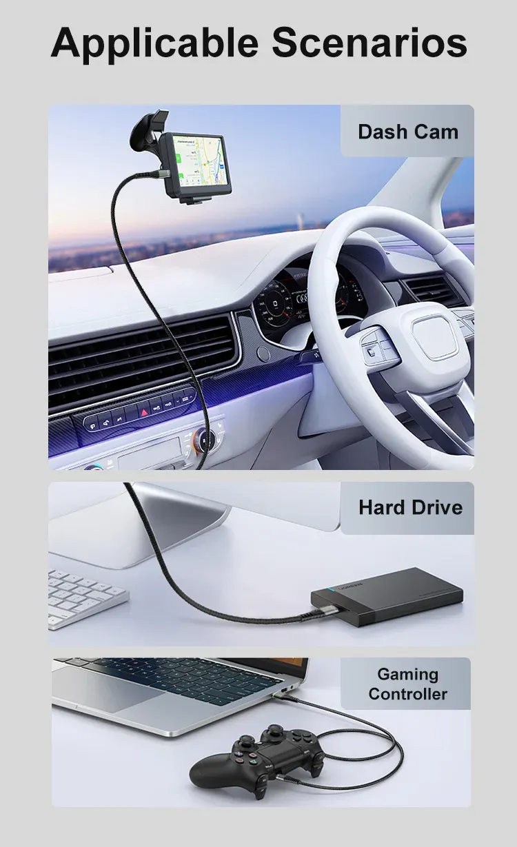 Câble USB-C tressé, détail de la conception