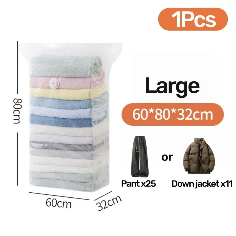 Sacs de rangement sous vide sans pompe (lot de 1 à 4) – Organisateurs compressibles pour vêtements et couettes, gain de place pour placard et voyage 11