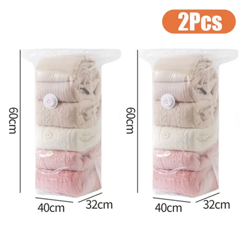 Sacs de rangement sous vide sans pompe (lot de 1 à 4) – Organisateurs compressibles pour vêtements et couettes, gain de place pour placard et voyage 16