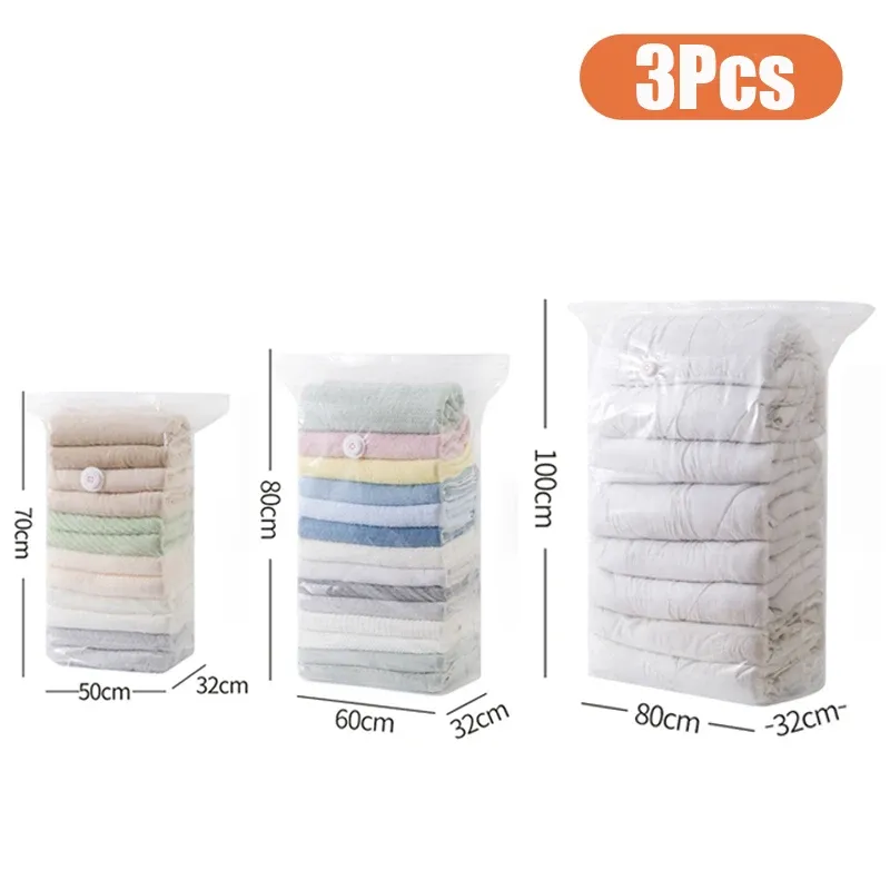 Sacs de rangement sous vide sans pompe (lot de 1 à 4) – Organisateurs compressibles pour vêtements et couettes, gain de place pour placard et voyage 8