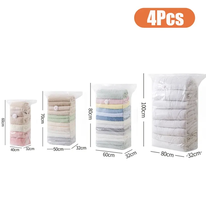 Sacs de rangement sous vide sans pompe (lot de 1 à 4) – Organisateurs compressibles pour vêtements et couettes, gain de place pour placard et voyage 7