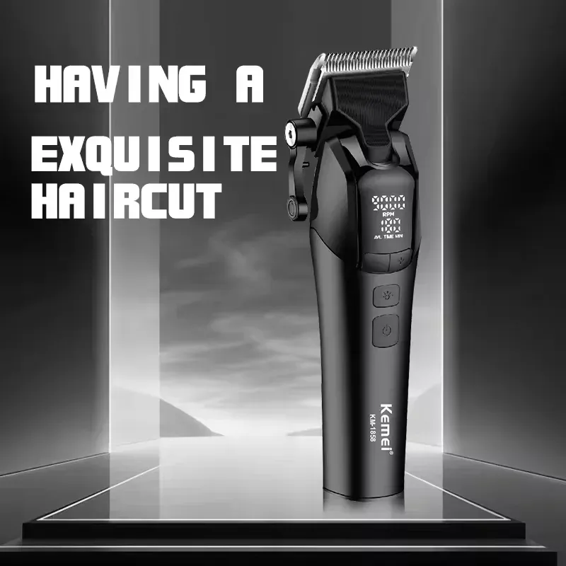 Tondeuse à cheveux professionnelle sans fil Kemei KM-1858 10 W, lame DLC, rechargeable par USB 3