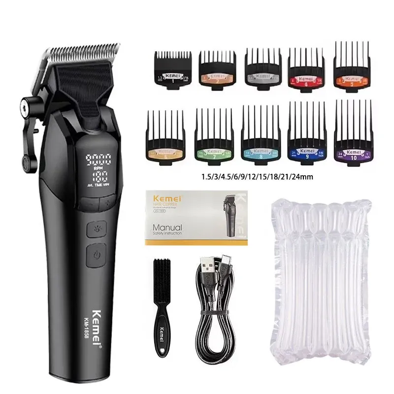 Tondeuse à cheveux professionnelle sans fil Kemei KM-1858 10 W, lame DLC, rechargeable par USB 7