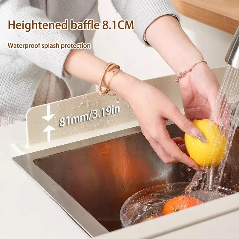 Pare-éclaboussures d'évier en silicone avec ventouse, protection anti-éclaboussures pour vêtements, accessoire de cuisine 4
