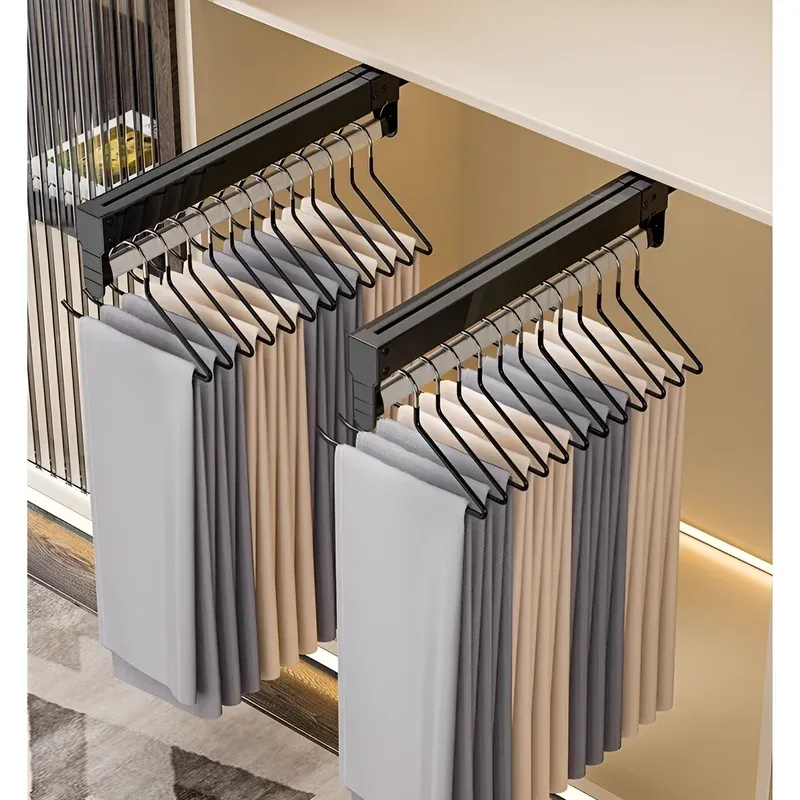 Cintre télescopique rétractable pour garde-robe 2