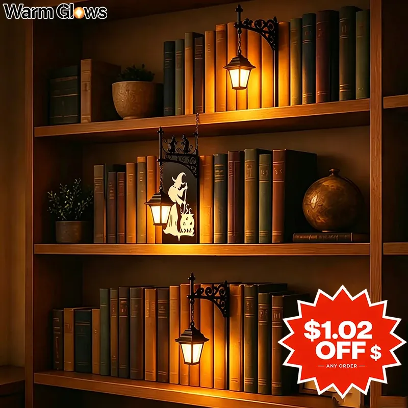 Lanterne de bibliothèque décorative – Éclairage pour étagère, lampe suspendue rétro style ancien - Image 1